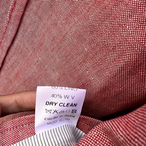 Alessandro Tellini x Geremia | Men's Italian Linen Wool Blazer Red Sz US Large - Picture 7 of 9